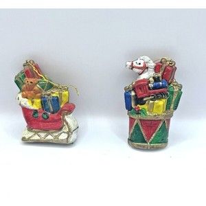 Vintage Ceramic Ornaments Christmas Drum Sleigh